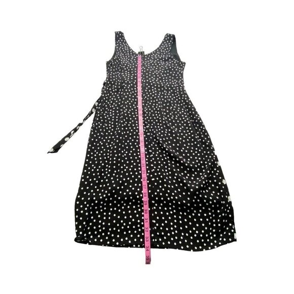 BRAVISSIMO Curvy Polka Dot Faux Wrap Dress V Neck Sleeveless Black White 10 - Picture 12 of 16